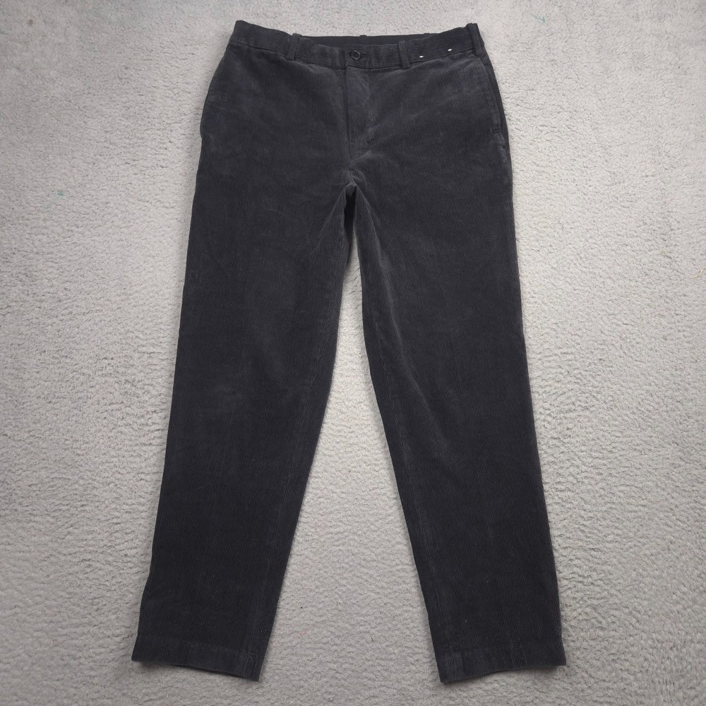 Uniqlo Smart Ankle Corduroy Pants Men M 30-33 Dark Gray Tapered Stretch